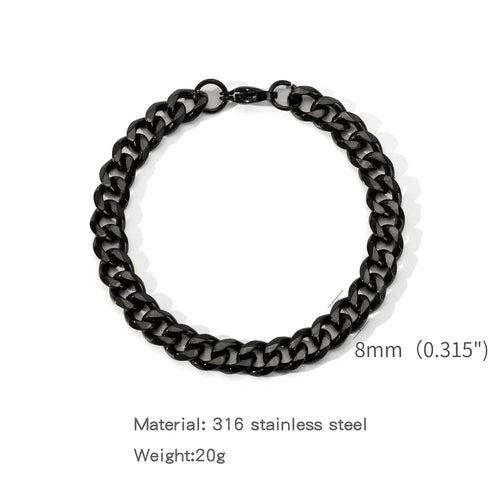 5-9MM Men Stainless Steel Bracelet Waterproof Miami Curb Chain For Women Classic Punk Heavy Cuban Link Wristband Jewelry Gift