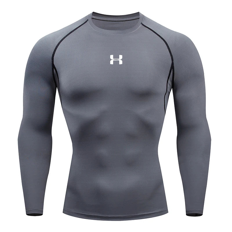 Men's Long Sleeve Compression Shirt, Running Gym Fitness T-Shirt, Athletic Sweatshirt Tops